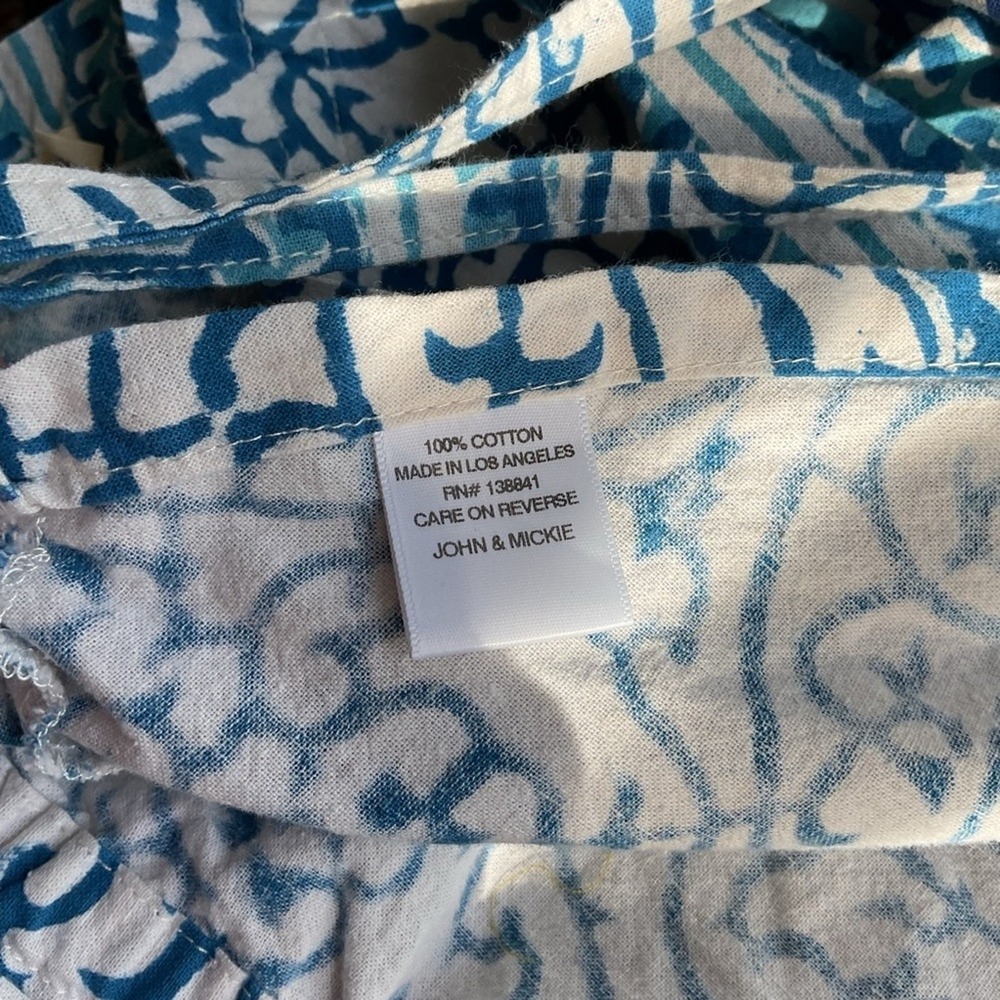 John & Mickie blue and white Print Cotton Maxi Wrap Dress Size 2 - Picture 12 of 14